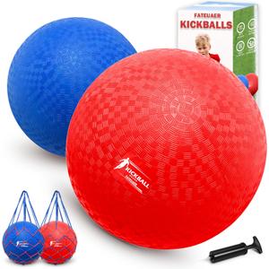 8.5 Inch Kickball Set, Dodgeballs 2 Pack, Playground Balls Gift for Kids & Adults, Bouncy Balls Includes Pump and Bag, Handball for Outdoor & Indoor Games, Official Size for Camps