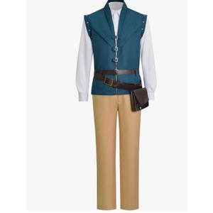 Adult Prince Green Costume Mens Renaissance Green Vest Shirt Pants Bag Halloween Cosplay Outfit
Small