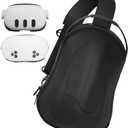APEXINNO Hard Carrying Case for Meta Quest 3S/3, Large Storage Shoulder Bag, Travel Case Compatible with Battery Head Strap (black)