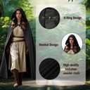 Women's Hooded Velvet Cloak, Renaissance Medieval Buckle Cape,Halloween Costume Cloak, One Size(Black)