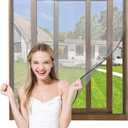 NeatiEase Adjustable DIY Magnetic Window Screen Max 32"x 24" Fits Any Size Smaller Gray Frame Fiberglass Mesh with Extra Accessories