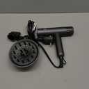 Ionic Salon Hair Dryer with 3 Attachments, 1600W Professional Blow Dryer with 110000RPM High Speed Brushless Motor for Fast Drying, Lightweight, Low Noise, Locking Function, Dark Gray