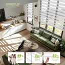 Cordless Zebra Blinds for Windows -Customizable Dual Layer Light Control Zebra Shades, Light Filtering & Blackout Window Blinds, Easy Install Zebra Blind for Home, Pure White, 36" W x 72" H
