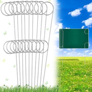 Kathfly 10 Pcs 28 Inch Yard Sign Stakes Heavy Duty 65mn Galvanized Steel Sign Holder Pigtail Stakes Stand for Advertising Board Garage Sale