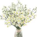 Floroom 24pcs Ivory Small Artificial Flowers Faux Silk Daisies Fake Wildflowers with Stems for DIY White Wedding Bouquets Floral Arrangements Party Decor Centerpieces Decorations (Vase Not Included)