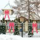 4 Pcs Large Pink Christmas Bows for Wreath 11.8 x 25.6 Inches Velvet Christmas Tree Topper Pink Bow Ornament for Xmas Home Outdoor Indoor Party Decoration