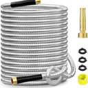 SPECILITE 50 ft 304 Stainless Steel Garden Hose Metal Heavy Duty Water Hose, Flexible Water Hose Pipe with 3/4" Solid Brass Connectors, No-Expandable Garden Hoses with Rubber Grip for Yard, Outdoor