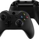 eXtremeRate Black Luxury PU Leather Top Shell Front Housing Faceplate Replacement Parts with Side Rails Panel for Xbox One X & One S Controller (Model 1708)