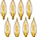 SCOMX E12 Edison Vintage Equivalent Energy Incandescent Chandelier 40W 110-130V, 280 Lumen Bent Flame Tip Bulb with Candelabra Base Home Light Fixtures Decorative, Dimmable 8-Pack