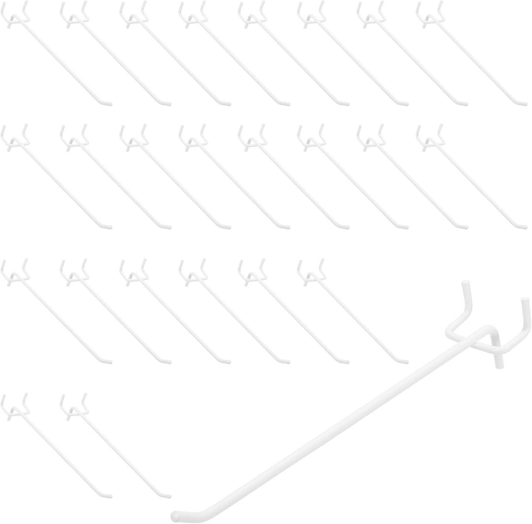 uxcell 50 Pcs Heavy Duty Pegboard Hooks, 6-inch Shelving Hooks for 1/4" Pegboard, Pegboard Display Hook Holder Organizer for Garage, Office, and Kitchen, White