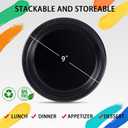 WELLIFE Black Plastic Plates 9 Inch 50 Count Disposable Plate for Party Plastic Plate for Dinner Dessert Party Supplies Birthday Camping BBQ