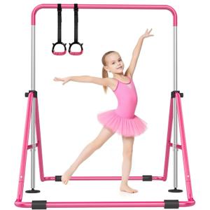 SHIWEI Gymnastics Bar for Kids, Foldable Gymnastic Bar with 5 Adjustable Height, Expandable Training Equipment for Indoor/Outdoor