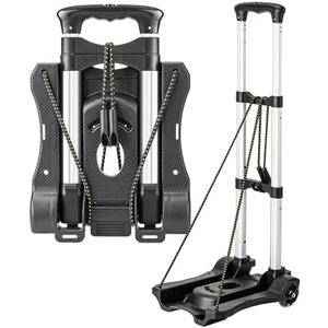 Vsaikeo Small Folding Hand Truck Dolly with 2 Wheels, Lightweight Aluminum Foldable Luggage Cart, Collapsible Cart Portable Dolly for Airport Travel Moving Use