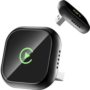 CarPlay Wireless Adapter for Apple, Convert Wired to Wireless CarPlay Adapter, Car Play Dongle Stick Only for Apple Wired CarPlay Cars & for Apple iOS 10+, USB-C/Type-C, Plug & Play(Black)