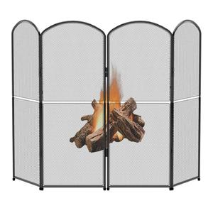 Fireplace Screen Stand Black 4 Panel Fireplace Cover Metal Fire Spark Guard Cover Foldable Decorative Fireplace Screen for Home Indoor Fireplace, Black (47.8" W x 31" H)