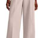 NIMIN Women Wide Leg Pants High Waisted Business Casual Work Trousers Dressy Pants with Pockets (Beige, XS)