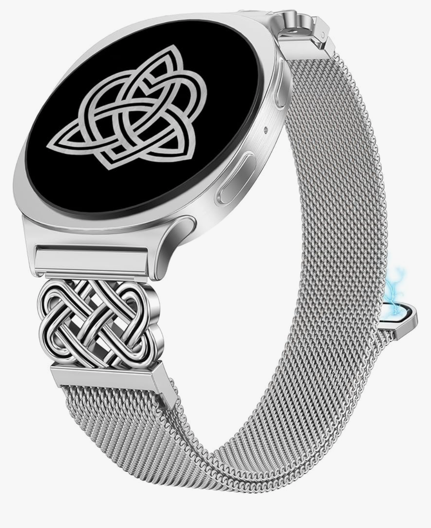 Stainless Steel Magnetic Loop Compatible with Samsung Galaxy Watch 8 40mm 44mm/Watch 8 Classic 46mm(2025) Women Metal Mesh Celtic Knot Dressy Strap