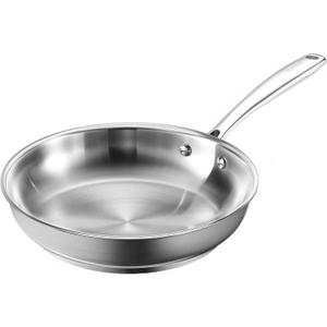 Redchef Stainless Steel Skillet, Stainless Steel Frying Pan, Professional Uncoated Frying Pan, Healthy Induction Cookware for Searing & Sautéing, Warp-Resistant Bonded Bottom, Oven Safe Pan, 9.5 Inch