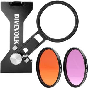 DIVEVOLK Expansion clamp for seatouch 4 max housing Including Red Filter/Purple Filter +Clamp+Conversion Ring