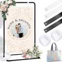 Metal Wedding Welcome Sign Stand Black Adjustable welcome Easel Holder with Leather Straps and Water Bag Display Sign Holder Heavy Duty Floor Stand for Wedding Birthday Event Engagement Graduation