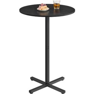 VASAGLE Round Cocktail Table, High Top Bar Pub Table with Metal Frame and Cross Base, for 2-3 People, Modern, Easy to Assemble, 22.8 x 41.1 Inches, Ebony Black ULBT361BE01S