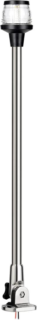 MARINE SYSTEM Made 3-NM LED Fold Down Boat Stern Light All Round 360 Boat Anchor Light for Pontoon and Fishing Boat, 12-24V (25" SS)