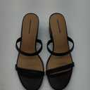 Amazon Essentials Women's Thin Two Strap Heeled Slide (11, Black)