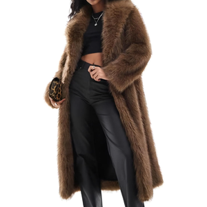 Flygo Womens Long Faux Fur Coats Winter Fluffy Open Front Luxury Overcoat Shaggy Lapel Long Sleeve Fuzzy Warm Cardigan Jacket S