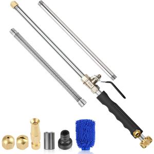 39" High Pressure Power Washer Wand for Garden Hose, Flexible Jet Nozzle Sprayer with 3 Spray Tips, Gutter Cleaner & Car Wash Hose Attachment (Black)