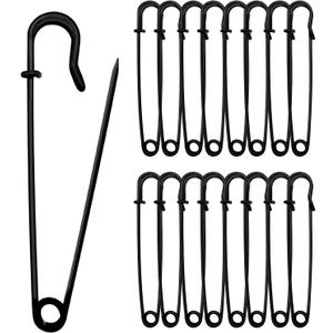 Safety Pins (Upgraded), 4" Large Safety Pin Pack of 15 for Clothes Leather Canvas Blankets Crafts Skirts Kilts, Extra Large Heavy Duty Safety Pins (Black)