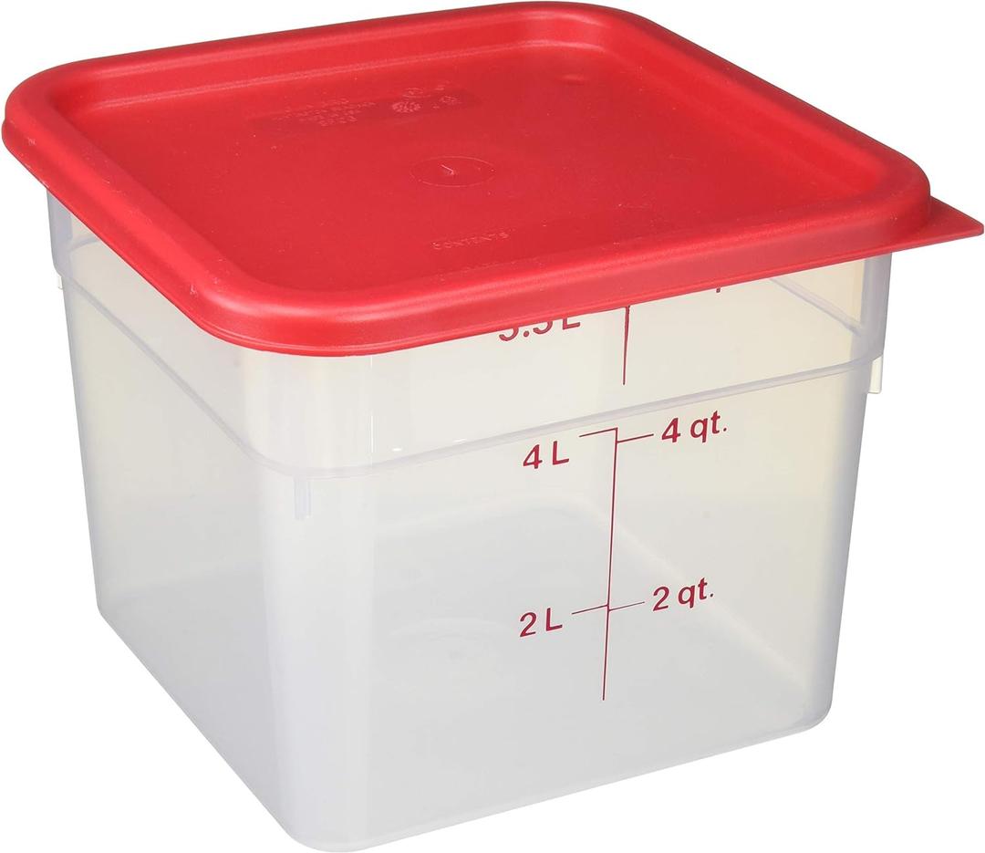 Cambro 6SFSPP190 Translucent Food Container With Lid, 6-Quart (Red)