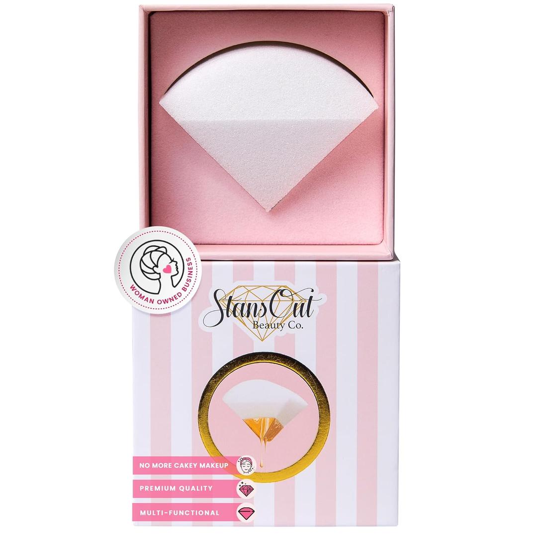 StansOut Memory Foam Makeup Sponge  No-Water-Needed Blender for Liquid, Cream & Powder Foundation  Airbrush Finish, Flawless Application (Single Beauty Sponge)