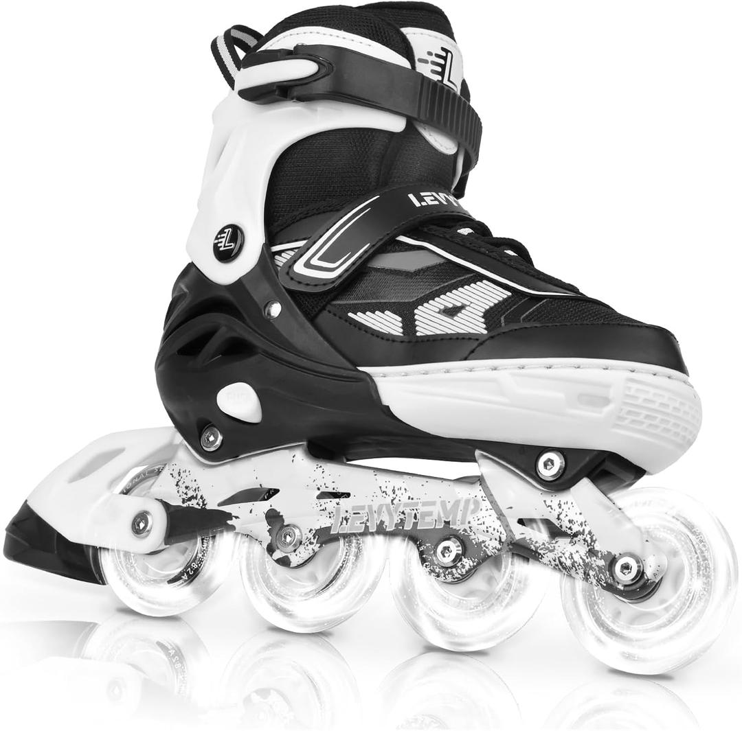 Adjustable Inline Skates for Kids and Adults, Outdoor Beginner Roller Skates with All Light Up Wheels for Girls, Boys, Medium(US 2Y-5Y)Big Kid
