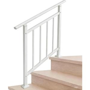 Hand Rails for Outdoor StepsStair Handrail & Indoor Stair Railing KitRailings for Outdoor Steps for Fence & Outdoor Steps (1, White with Balusters, 3 Step)