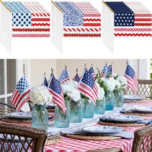 Peryiter 24 Pcs Vintage Small American Flags on Stick 4x6 Inch Mini American Hand Held Flags 4th of July Decor for Farmhouse 250th Anniversary Patriotic Memorial Day Independence Day Decor