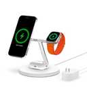 Belkin MagSafe Charger, 3-in-1 Wireless Charging Stand, 2ND GEN, 33% Faster for Apple Watch, iPhone 16, iPhone 15, iPhone 14 Series, AirPods - MagSafe Charging Station for Multiple Devices - White