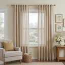 MYSKY HOME Taupe Curtains for Bedroom Living Room 84 Inch Length 2 Panels Set, Semi Sheer Soft Touch Light Filtering Drapes for Sliding Glass Door Farmhouse Boho Curtain, 50" Wide, Taupe, 2 PCs