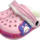 Fur Lined Clogs for Kids : Winter Warm Plush Garden Clogs for Boys Girls Cute Cartoon Lightweight Slip On Indoor Outdoor Garden Shoes with Non-Slip Sole (10.5 Little Kid, Pink)