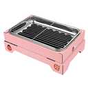 MOUMOUTEN Portable Charcoal Grill, Compact Detachable Stainless Steel BBQ Smoker, Single Use Barbecue Grill for Outdoor Camping, Easy to Carry and Clean (Pink (containing 30 Charcoal))