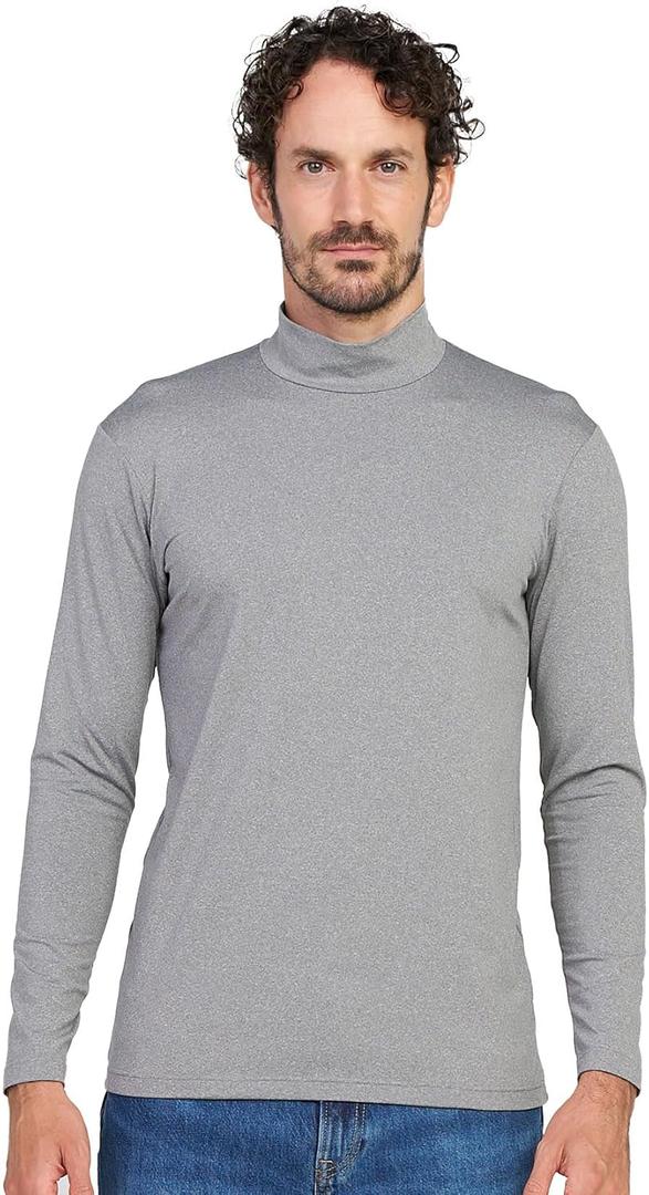 LAPASA Mens Thermal Underwear Top Fleece Mock Neck Long Sleeve Shirt Base Layer Undershirt Lightweight Midweight, Size M