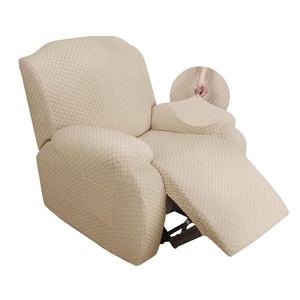 YEMYHOM 4 Pieces Stretch Recliner Slipcover Latest Jacquard Recliner Chair Cover with Side Pocket Anti-Slip Fitted Recliner Cover Couch Furniture Protector with Elastic Bottom (Recliner, Beige) (1 Seater)
