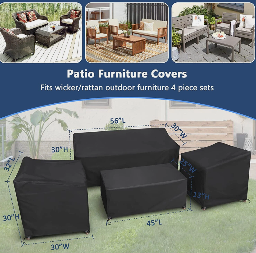 Waterproof Garden Patio Furniture Cover Set Heavy Duty Rattan Cover Outdoor US