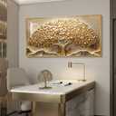 Large Framed Gold Tree of Life Wall Art for Living Room, Modern Contemporary Golden Tree Painting Prints Artwork for Walls, Luxury Elegant Picture for Bedroom Kitchen Hallway Office Wall Decor, 30x60