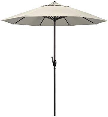 2Pack California Umbrella 7.5' Round Sunbrella Aluminum Outdoor Deck, Pool or Patio Umbrella, Crank Lift, Auto Tilt, Bronze Pole, Antique Beige