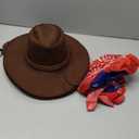 Janmercy 6 Sets Cowboy Hat and Paisley Bandana DIY Cowgirl Hat for Women Men Halloween Costume Party (Coffee, Red, Blue)