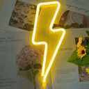 Neon Signs Lightning Bolt Neon Light Sign for Wall Decor, Battery or USB Powered Led Lightning Light Neon Sign for Bedroom, Kids Room, Birthday, Party, Wedding, Home,Kids Decorations yellow
