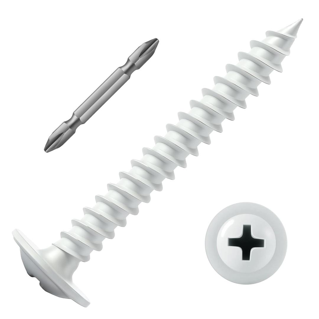 #8 x 1-1/4" Wood Screw 149Pcs White Alloy Steel Standard Thread Phillips Truss Head Fast Self Tapping