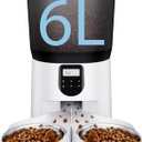 Automatic Cat Feeders for 2Cats, 6L/25cup Automatic Cat Food Dispenser with 2 Stainless Pet Bowls,10s Meal Call Timer Setting 20 Portions 6Meals Per Day, Timed Pet Feeder for Cats Dog Indoor Dry Food