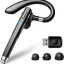 Bluetooth Headset with USB Type C 270 Degrees Rotatable Microphone for Truck Driver Bussiness and Travel (White)