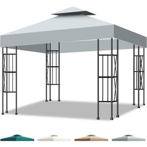 10x10 Canopy Replacement Top Cover Canopy Top Replacement Double Layer Vented Sunshade Cover Fits Standard 10'x10' Outdoor Gazebo Frame for Backyard/Patio/Garden Waterproof UV Resistant (Gray)